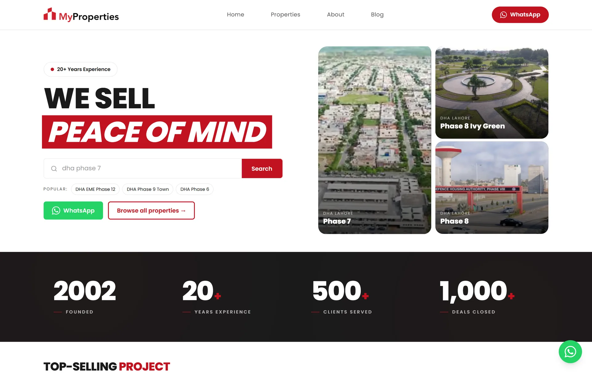 myproperties.pk home and properties pages